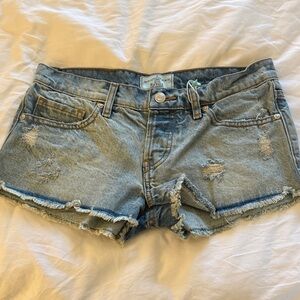 REVICE Light Blue Distressed Jean Shorts